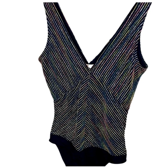 Zara Sparkly Glitter Multicolor Stripe Bodysuit - Picture 3 of 3